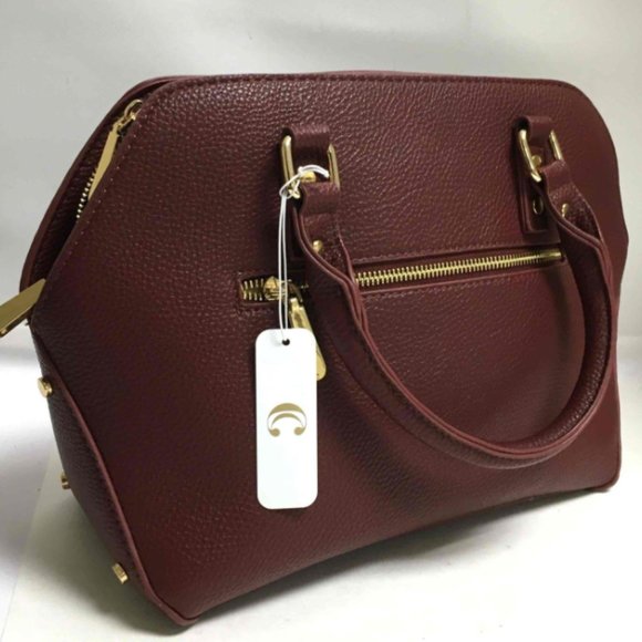 Charming Charlie Wine Wine Dark Pebble Purse Satchel With Adjustable Strap NWT - Picture 3 of 7